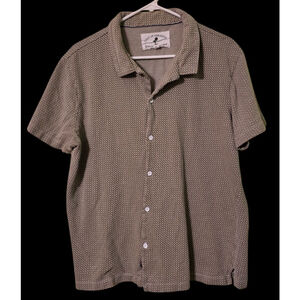 Men's Free Planet Brown & White Patterned Casual Button Down Shirt L
